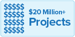 $20 million + Projects icon.